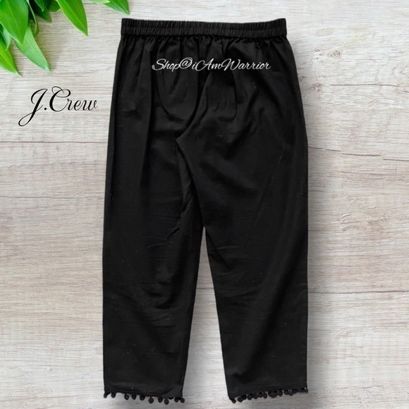 J.Crew black linen pom pom trim pull-on pants *shop@iamwarrior - Picture 6 of 11